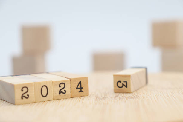 istock design with wooden cubes for new year 2024 with text space 1689990209