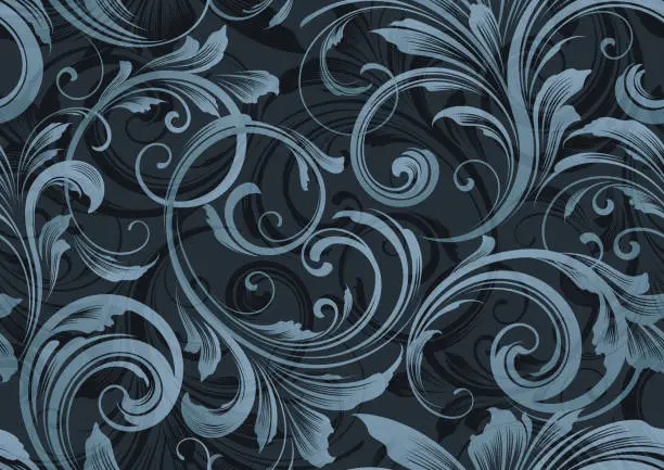 Vector illustration of Elegant Victorian flourish seamless wallpaper