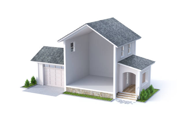 istock Empty sliced house in a white background. 3d illustration 1690016321
