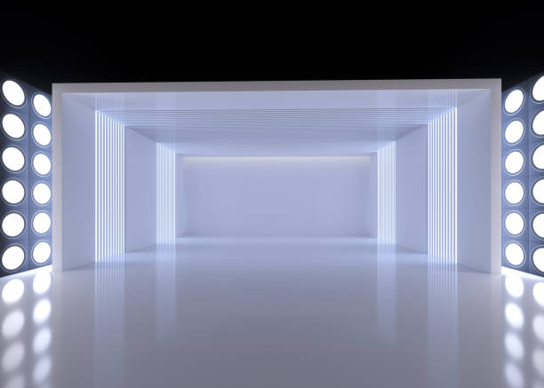 istock 3D rendered Illustration of illuminated futuristic spaceship corridor 1690059372