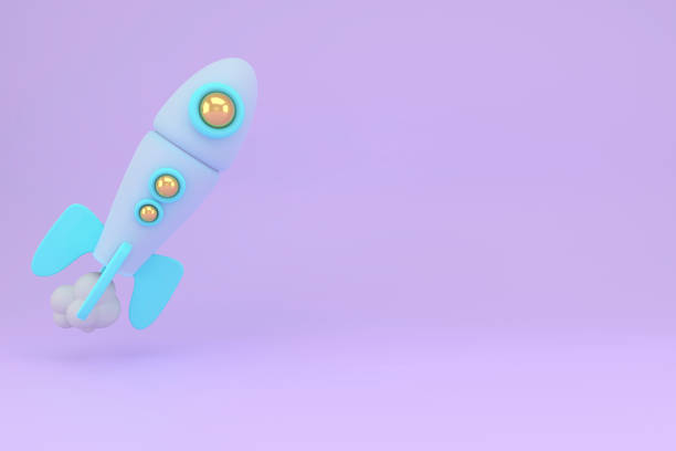 istock Business start-up concept, Rocket launching from the ground, 3d rendering. 1690060499