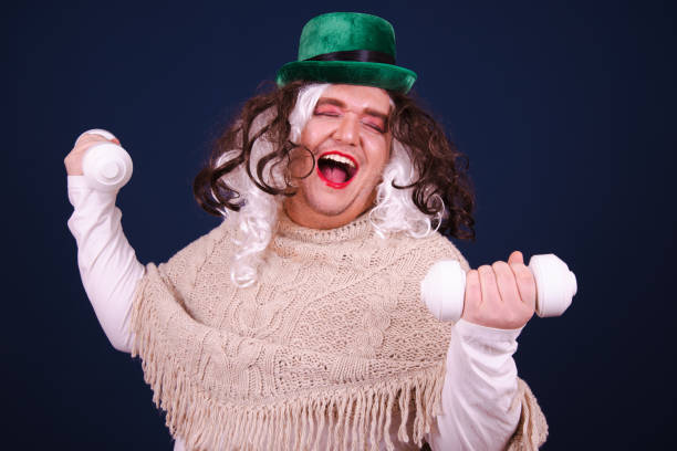 istock Funny drag queen and new knowledge. Blue background. 1690072254