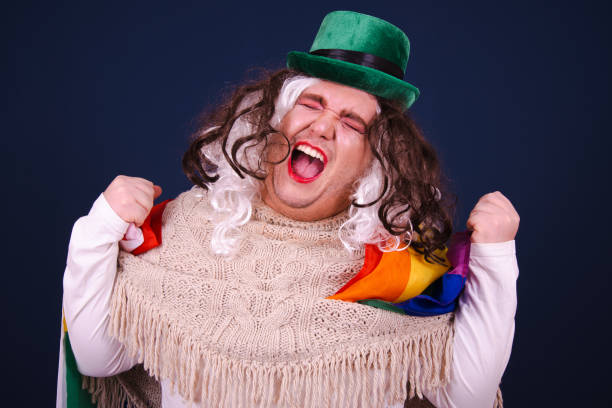 istock Funny drag queen and new knowledge. Blue background. 1690081923