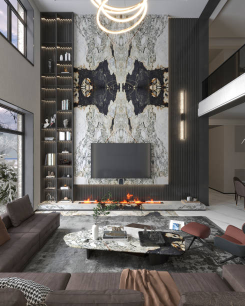 istock luxury modern living room fireplace 1690085180