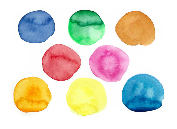 istock Watercolor uneven circles of different colors on a white background. Set. 1690096878