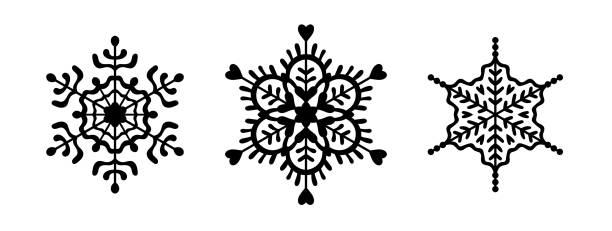 Free Stock Photo of Intricate Snowflake on Black and White Background ...