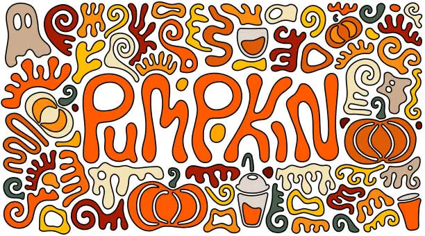 Vector illustration of Pumpkin Doodle Set