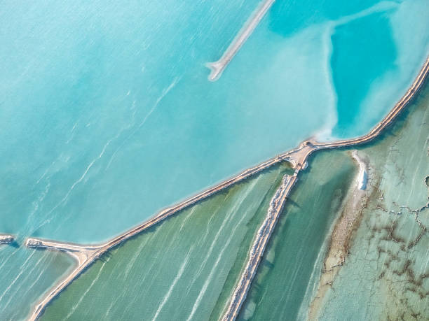 istock Abstract aerial view of salt mining 1690135971