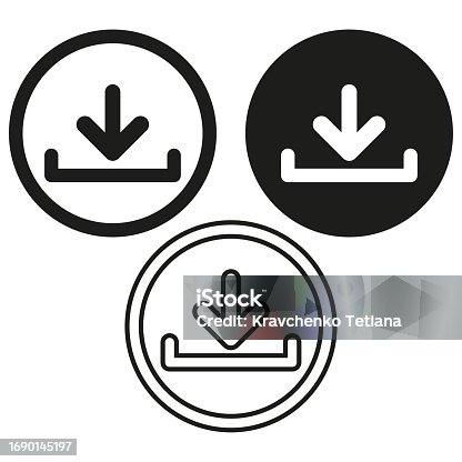 istock Download icon in circle set. Vector illustration. EPS 10. 1690145197