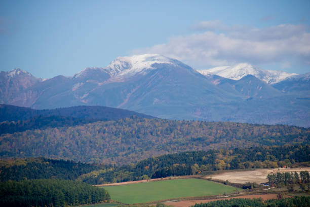 istock Autumn forest and snow-capped mountains 1690159709