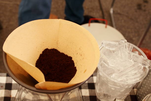 istock Coffee powder in paper filter for drip. 1690191744