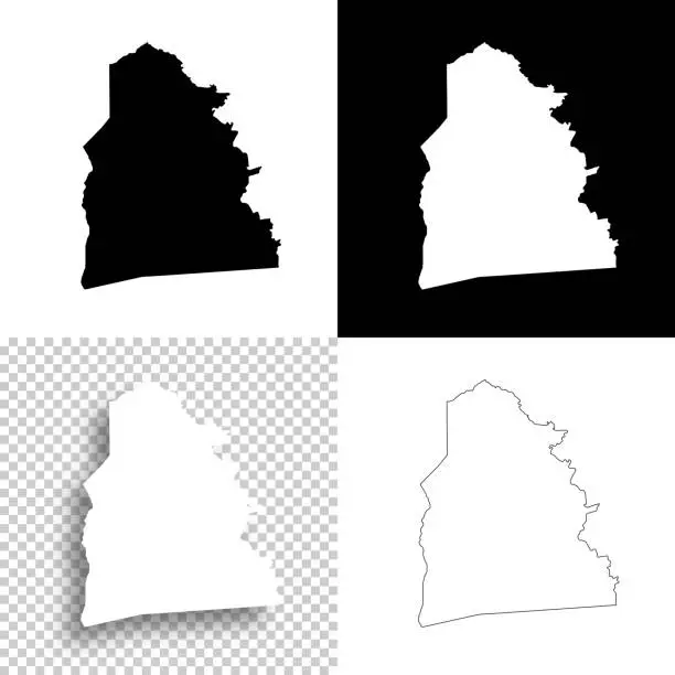 Vector illustration of Sabine County, Texas. Maps for design. Blank, white and black backgrounds