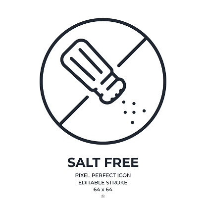 Salt free editable stroke outline icon isolated on white background flat vector illustration. Pixel perfect. 64 x 64.