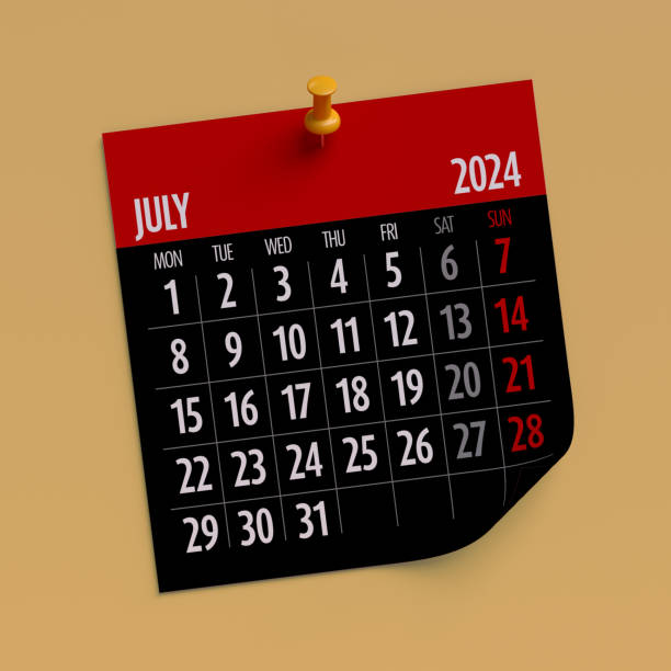istock July 2024 - Calendar. Isolated on Orange Background. 3D Illustration 1690223639