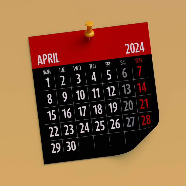 istock April 2024 - Calendar. Isolated on Orange Background. 3D Illustration 1690223647