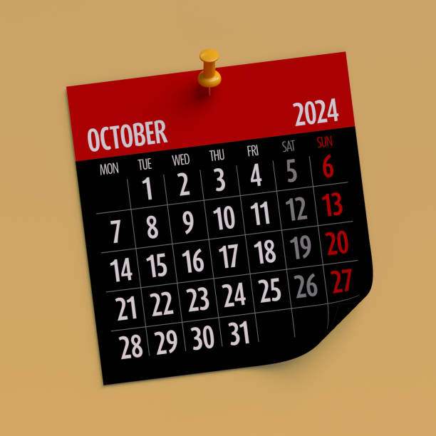 istock October 2024 - Calendar. Isolated on Orange Background. 3D Illustration 1690223658