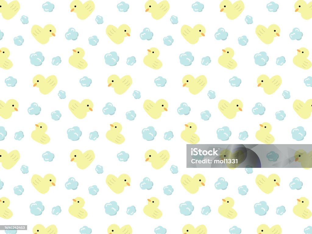 Cute Pattern Background With Chicks And Bubbles Stock Illustration ...