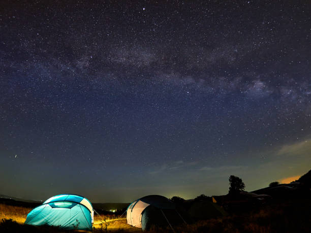 istock Milky Way above tents in camping. 1690244128