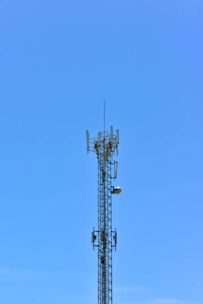 istock Telecommunication tower of 4G and 5G cellular. Cell Site Base Station. Wireless Communication Antenna Transmitter. Telecommunication tower with antennas sky background 1690267974