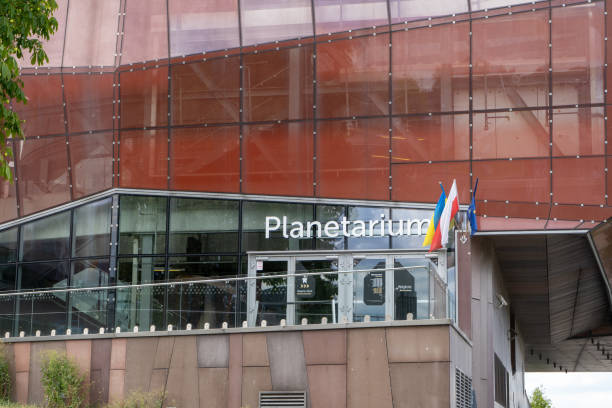 Entrance to the Planetarium building in Warsaw. Copernicus Science Museum stock photo