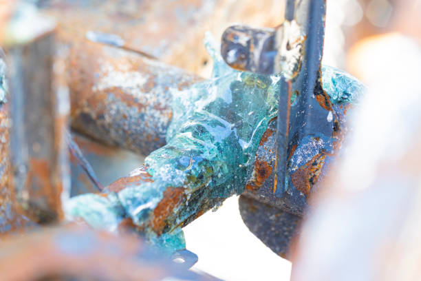 istock Burnt truck details, rusty and melted pieces. 1690347993