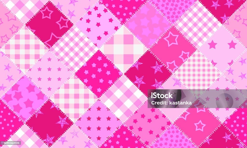 Textille Patchwork Pattern Pink Pattern In Fashion Doll Style Seamless ...