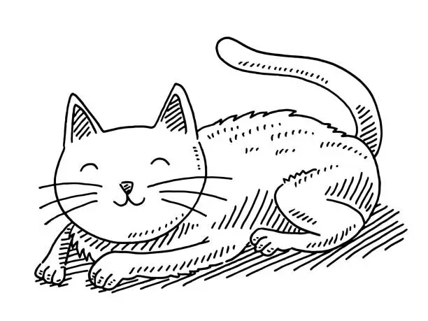 Vector illustration of Cute Cat Pet Drawing