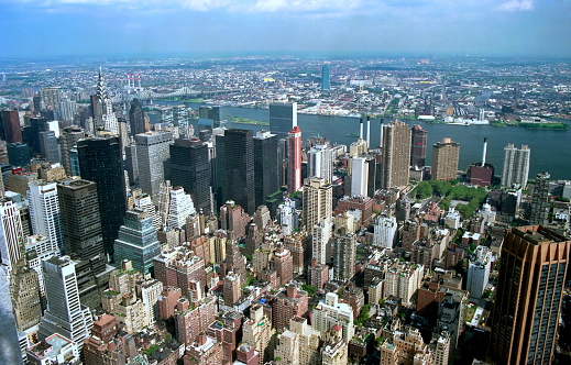 top view of the buildings and skyscrapers of New York city