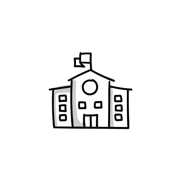 School Sketchy Doodle Vector Icon with Editable Stroke School Hand-Drawn Doodle Vector Line Icon with Editable Stroke drawing of post office symbol stock illustrations