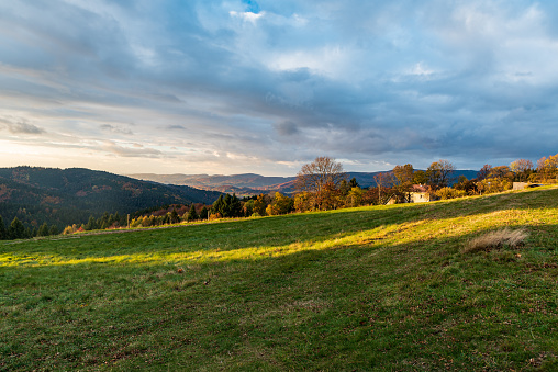 Autumn on Solan in Vsetinske vrchy mountains in Czech republic