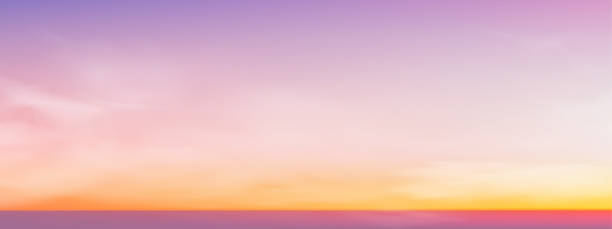 istock Morning Sky, Horizon Spring Sky Scape in Pink by the Sea,Vector of nature cloud, sky in sunny day Summer, Horizon picturesque banner background for World environment day,Save the earth or Earth day 1690514492