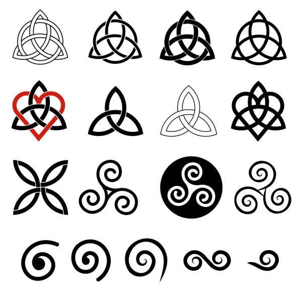 illustrations, cliparts, dessins animés et icônes de collection de nœuds de style celtique, illustration vectorielle - celtic culture frame circle tied knot