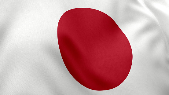 Japanese Flag Close up, 3D Render