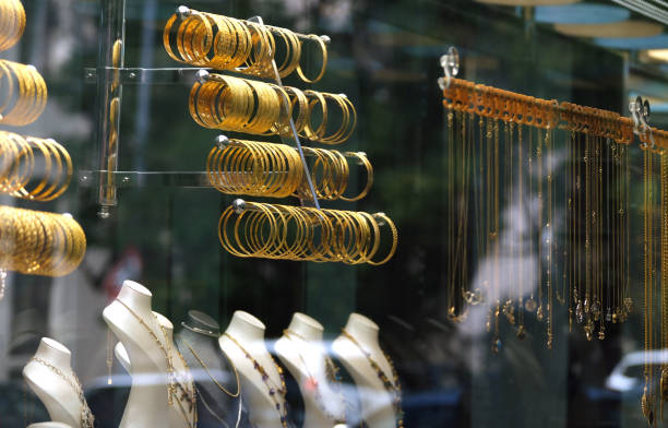 istock Bracelets on jewelery showcase 1690580930