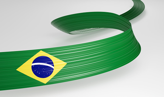 3d Flag Of Brazil 3d Wavy Shiny Brazil Ribbon Isolated On White Background 3d Illustration