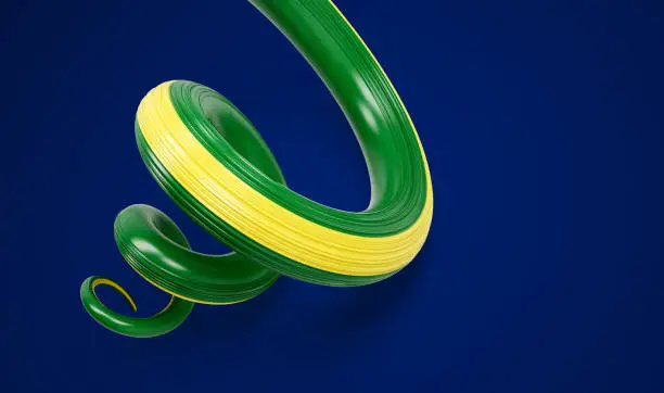 3d Flag of Brazil 3d Spiral Glossy Ribbon Of Brazil Isolated On Blue Background 3d Illustration