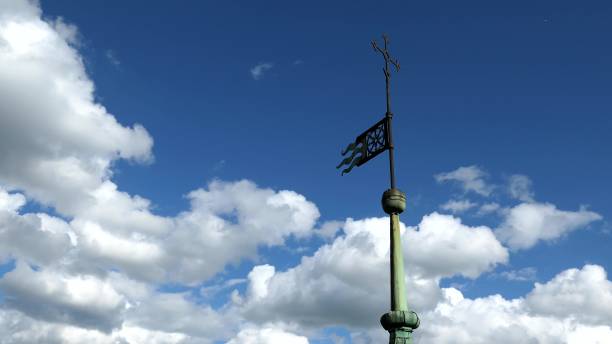 istock Old Town Church Flag Steeple 1690643897