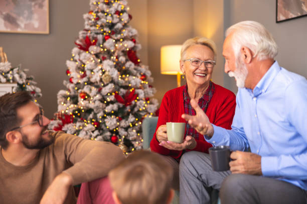 istock Son visiting parents for Christmas celebration 1690645211