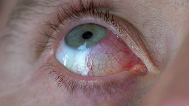 istock Dropping Eye Drops into Bloodshot Eyes Caused by Ophthalmia Inflammation 1690650102