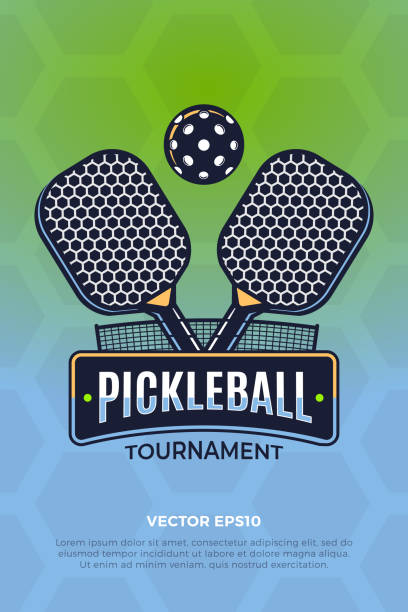 турнир по пиклболу - pickleball stock illustrations