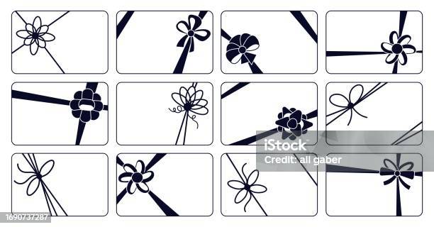 Bow Ribbin Card Infographic Gift Card With Bow And Ribbon Set Stock Illustration - Download Image ...