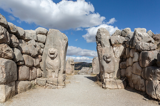 The Lion gate of Hattusa, the capital of the Hittite Empire, Bogazkale (Corum), Turkey
