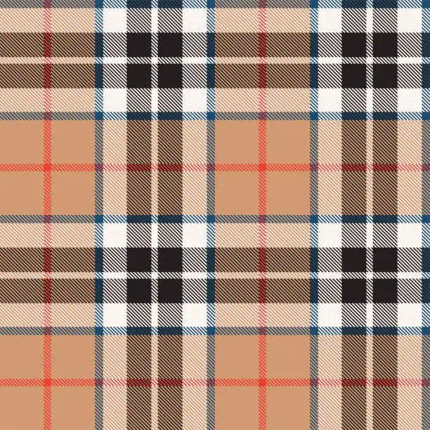 Vector illustration of Thomson Camel Scottish Tartan Plaid Pattern Fabric Swatch