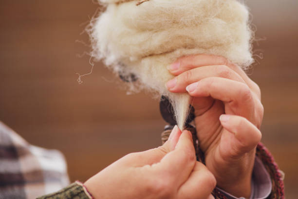 istock The closeup shot shows the woman's skilled hand spinning yarn. 1690815517