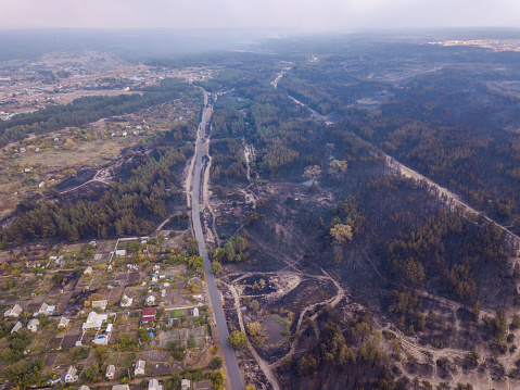 A aerial photography of burnt fields after the fire