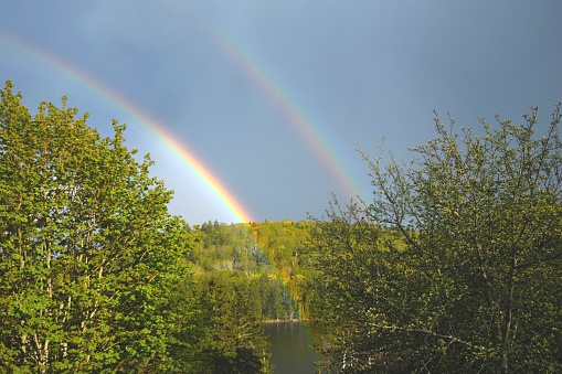 Double Rainbow on the Lake