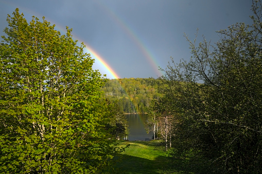 Double Rainbow on the Lake