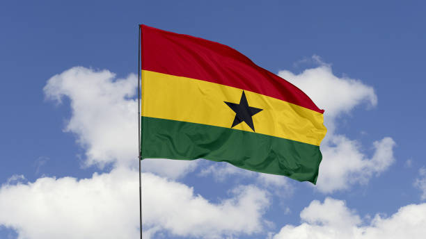 istock Ghana Flag is Waving Against in the Sky. 1690836531