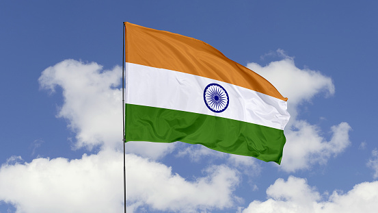 The Indian National Flag, the tricolor or the 'tiranga' fluttering.
