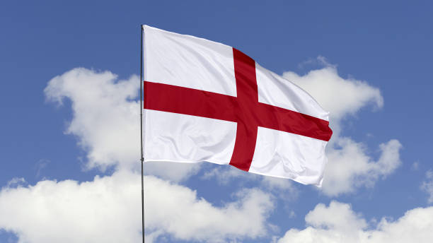 England Flag is Waving Against in the Sky.